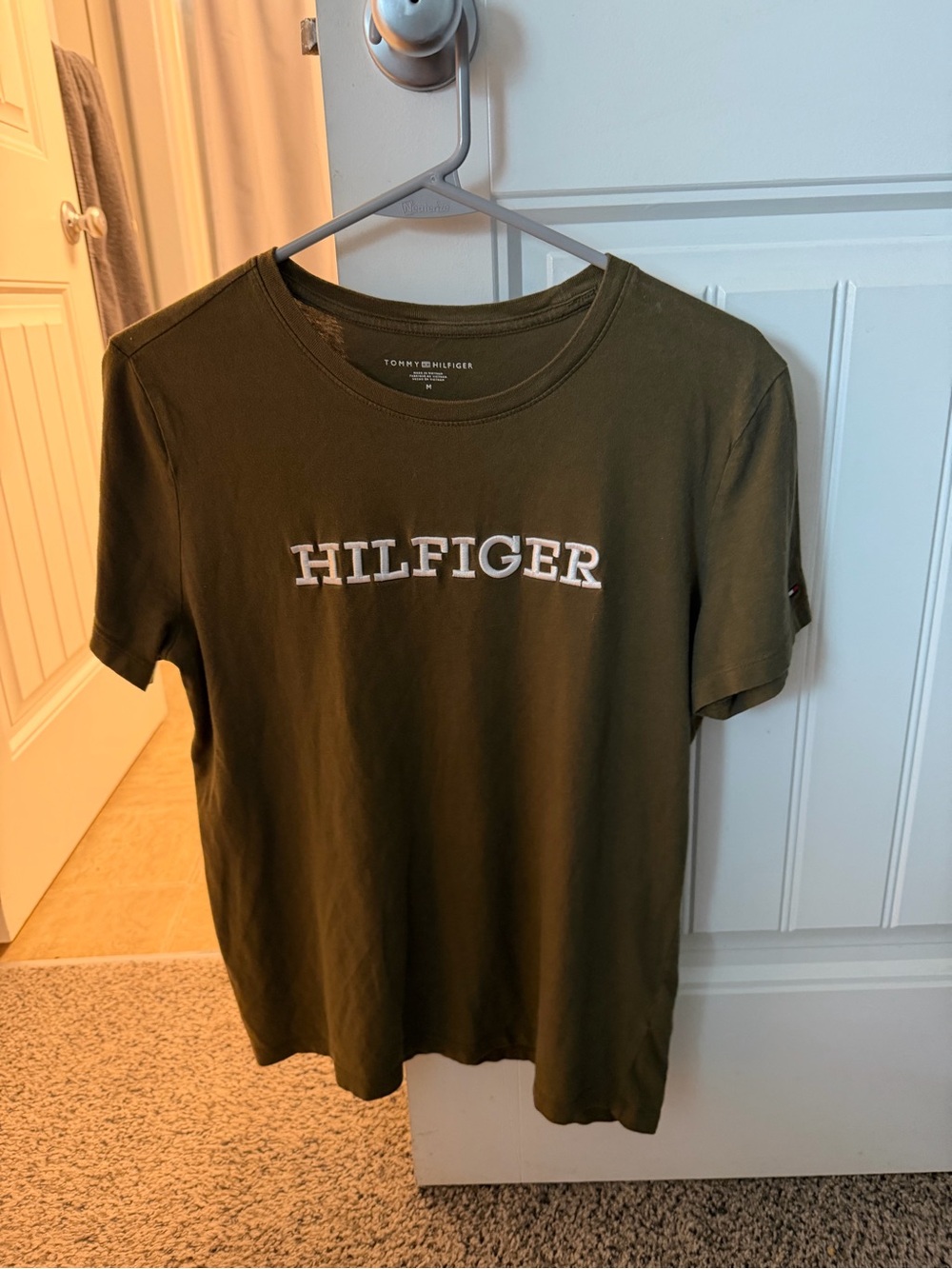 Tommy Hilfiger Olive Green Hilfiger Logo Tee